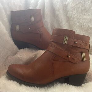 Brown leather ankle boots by Naturalizer.